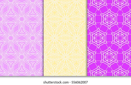 set of Geometric seamless pattern. Modern floral ornament. vector illustration. For the interior design, wallpaper, decoration print, fill pages