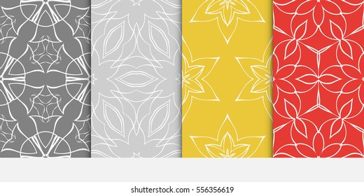 set of Geometric seamless pattern. Modern floral ornament. vector illustration. For design, wallpaper, decoration print, fill pages