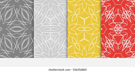 set of Geometric seamless pattern. Modern floral ornament. vector illustration. For design, wallpaper, decoration print, fill pages