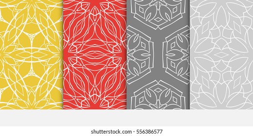 set of Geometric seamless pattern. Modern floral ornament. vector illustration. For design, wallpaper, decoration print, fill pages