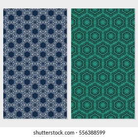 set of Geometric seamless pattern. Modern floral ornament. green, blue color. vector illustration. For interior design, wallpaper, decoration print, fill pages