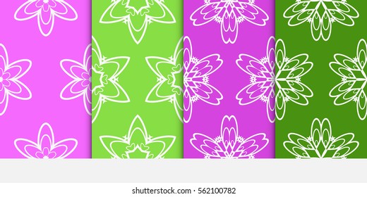 set of Geometric seamless pattern. Modern floral ornament. spring color. vector illustration. For interior design, wallpaper, decoration print, fill pages