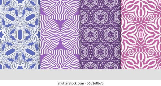 SET OF Geometric seamless pattern. Modern floral ornament. vector illustration. For the interior design, wallpaper, decoration print, fill pages