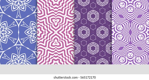 SET OF Geometric seamless pattern. Modern floral ornament. vector illustration. For the interior design, wallpaper, decoration print, fill pages