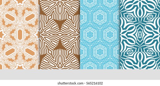 SET OF Geometric seamless pattern. Modern floral ornament. vector illustration. For the interior design, wallpaper, decoration print, fill pages