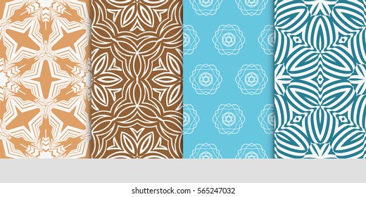 SET OF Geometric seamless pattern. Modern floral ornament. vector illustration. For the interior design, wallpaper, decoration print, fill pages