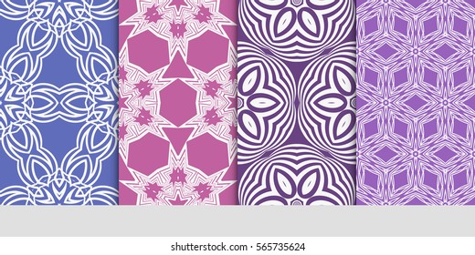 SET OF Geometric seamless pattern. Modern floral ornament. vector illustration. For the interior design, wallpaper, decoration print, fill pages