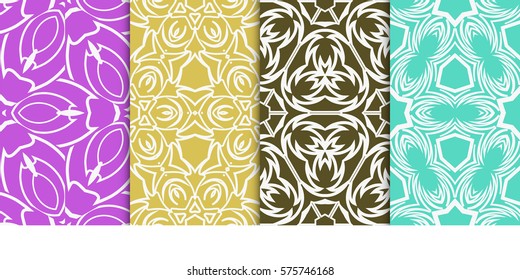 set of Geometric seamless pattern. Modern floral ornament. vector illustration. For the interior design, wallpaper, decoration print, fill pages