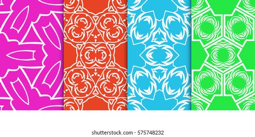 set of Geometric seamless pattern. Modern floral ornament. vector illustration. For the interior design, wallpaper, decoration print, fill pages