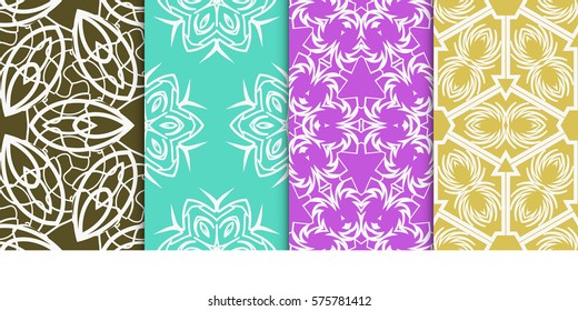 set of Geometric seamless pattern. Modern floral ornament. vector illustration. For the interior design, wallpaper, decoration print, fill pages