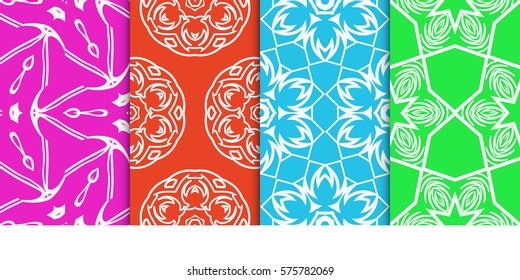 set of Geometric seamless pattern. Modern floral ornament. vector illustration. For the interior design, wallpaper, decoration print, fill pages