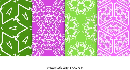 set of Geometric seamless pattern. Modern floral ornament. vector illustration. For the interior design, wallpaper, decoration print, fill pages