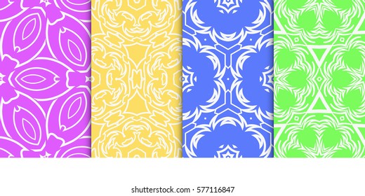 set of Geometric seamless pattern. Modern floral ornament. vector illustration. For the interior design, wallpaper, decoration print, fill pages