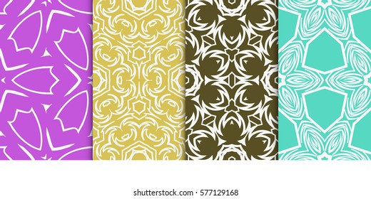 set of Geometric seamless pattern. Modern floral ornament. vector illustration. For the interior design, wallpaper, decoration print, fill pages