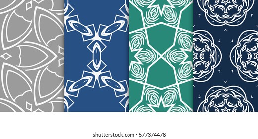 SET OF Geometric seamless pattern. Modern floral ornament. vector illustration. For interior design, wallpaper, decoration print, fill pages, fabric, decor, print