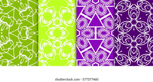 SET OF Geometric seamless pattern. Modern floral ornament. vector illustration. For interior design, wallpaper, decoration print, fill pages, fabric, decor, print