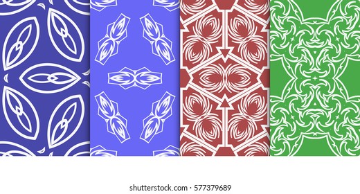 SET OF Geometric seamless pattern. Modern floral ornament. vector illustration. For interior design, wallpaper, decoration print, fill pages, fabric, decor, print