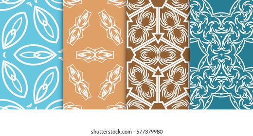 SET OF Geometric seamless pattern. Modern floral ornament. vector illustration. For interior design, wallpaper, decoration print, fill pages, fabric, decor, print