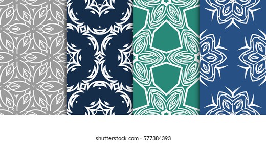 SET OF Geometric seamless pattern. Modern floral ornament. vector illustration. For interior design, wallpaper, decoration print, fill pages, fabric, decor, print