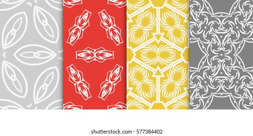 SET OF Geometric seamless pattern. Modern floral ornament. vector illustration. For interior design, wallpaper, decoration print, fill pages, fabric, decor, print