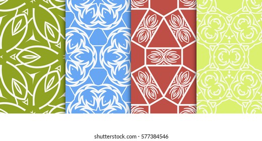 SET OF Geometric seamless pattern. Modern floral ornament. vector illustration. For interior design, wallpaper, decoration print, fill pages, fabric, decor, print