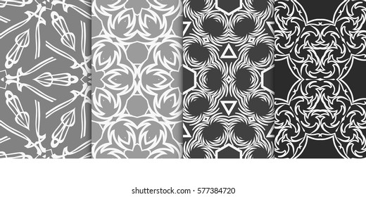 SET OF Geometric seamless pattern. Modern floral ornament. vector illustration. For interior design, wallpaper, decoration print, fill pages, fabric, decor, print