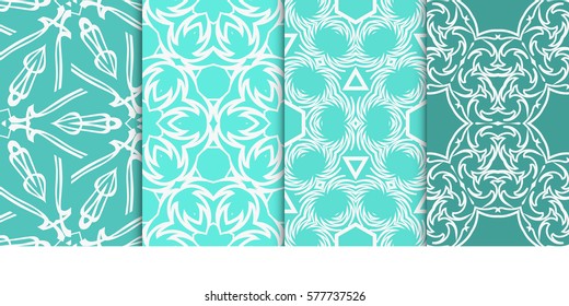 SET OF Geometric seamless pattern. Modern floral ornament. vector illustration. For interior design, wallpaper, decoration print, fill pages, fabric, decor, print