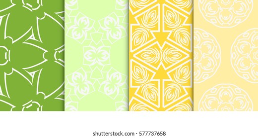 SET OF Geometric seamless pattern. Modern floral ornament. vector illustration. For interior design, wallpaper, decoration print, fill pages, fabric, decor, print