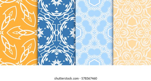 SET OF Geometric seamless pattern. Modern floral ornament. vector illustration. For interior design, wallpaper, decoration print, fill pages, fabric, decor, print