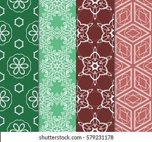 SET OF Geometric seamless pattern. Modern floral ornament. vector illustration. For the interior design, wallpaper, decoration print, fill pages
