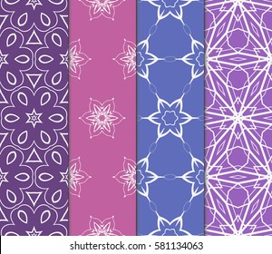 SET OF Geometric seamless pattern. Modern floral ornament. vector illustration. For the interior design, wallpaper, decoration print, fill pages SET OF Geometric seamless pattern. Modern floral ornament. vector illustration. For the interior design, wallpaper, decoration print, fill pages
