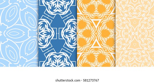 SET OF Geometric seamless pattern. Modern floral ornament. vector illustration. For interior design, wallpaper, decoration print, fill pages, fabric, decor, print