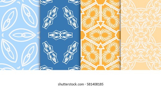 SET OF Geometric seamless pattern. Modern floral ornament. vector illustration. For interior design, wallpaper, decoration print, fill pages, fabric, decor, print