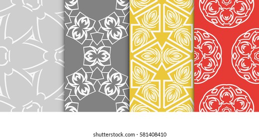 SET OF Geometric seamless pattern. Modern floral ornament. vector illustration. For interior design, wallpaper, decoration print, fill pages, fabric, decor, print