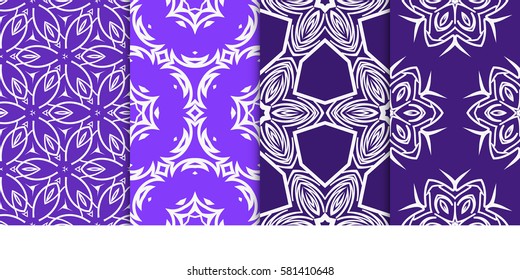 SET OF Geometric seamless pattern. Modern floral ornament. vector illustration. For interior design, wallpaper, decoration print, fill pages, fabric, decor, print
