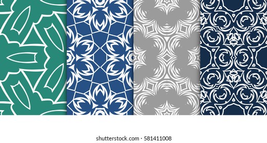 SET OF Geometric seamless pattern. Modern floral ornament. vector illustration. For interior design, wallpaper, decoration print, fill pages, fabric, decor, print