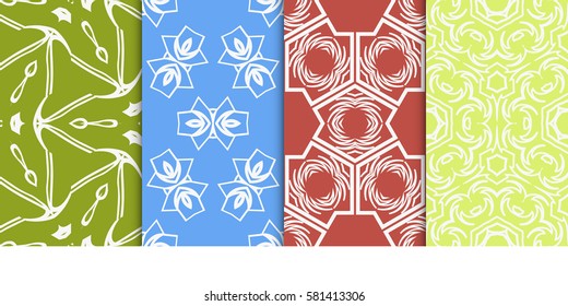 SET OF Geometric seamless pattern. Modern floral ornament. vector illustration. For interior design, wallpaper, decoration print, fill pages, fabric, decor, print