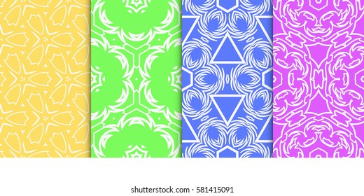 SET OF Geometric seamless pattern. Modern floral ornament. vector illustration. For interior design, wallpaper, decoration print, fill pages, fabric, decor, print