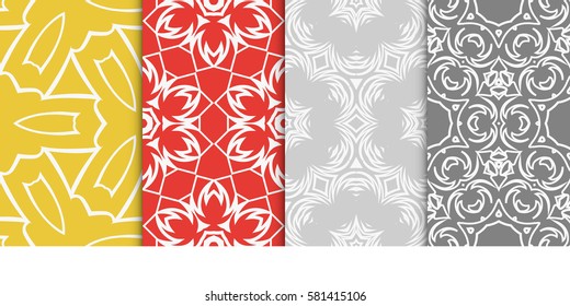 SET OF Geometric seamless pattern. Modern floral ornament. vector illustration. For interior design, wallpaper, decoration print, fill pages, fabric, decor, print