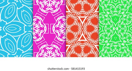 SET OF Geometric seamless pattern. Modern floral ornament. vector illustration. For interior design, wallpaper, decoration print, fill pages, fabric, decor, print