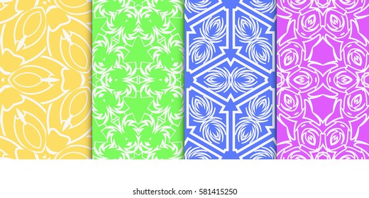 SET OF Geometric seamless pattern. Modern floral ornament. vector illustration. For interior design, wallpaper, decoration print, fill pages, fabric, decor, print