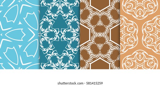 SET OF Geometric seamless pattern. Modern floral ornament. vector illustration. For interior design, wallpaper, decoration print, fill pages, fabric, decor, print