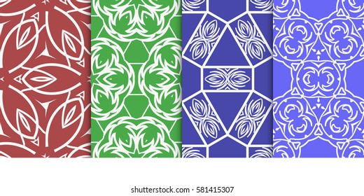 SET OF Geometric seamless pattern. Modern floral ornament. vector illustration. For interior design, wallpaper, decoration print, fill pages, fabric, decor, print