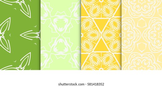 SET OF Geometric seamless pattern. Modern floral ornament. vector illustration. For interior design, wallpaper, decoration print, fill pages, fabric, decor, print