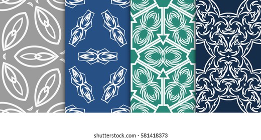 SET OF Geometric seamless pattern. Modern floral ornament. vector illustration. For interior design, wallpaper, decoration print, fill pages, fabric, decor, print