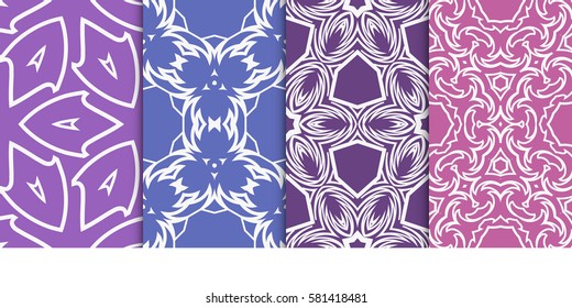 SET OF Geometric seamless pattern. Modern floral ornament. vector illustration. For interior design, wallpaper, decoration print, fill pages, fabric, decor, print