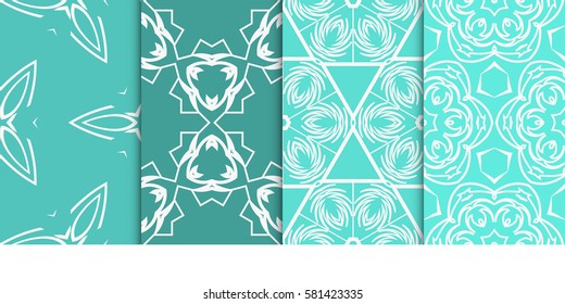 SET OF Geometric seamless pattern. Modern floral ornament. vector illustration. For interior design, wallpaper, decoration print, fill pages, fabric, decor, print