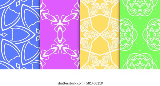 SET OF Geometric seamless pattern. Modern floral ornament. vector illustration. For interior design, wallpaper, decoration print, fill pages, fabric, decor, print