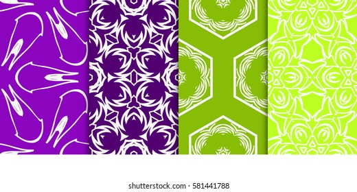 SET OF Geometric seamless pattern. Modern floral ornament. vector illustration. For interior design, wallpaper, decoration print, fill pages, fabric, decor, print