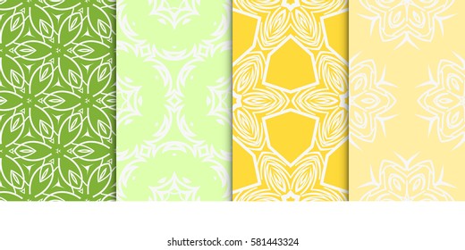 SET OF Geometric seamless pattern. Modern floral ornament. vector illustration. For interior design, wallpaper, decoration print, fill pages, fabric, decor, print
